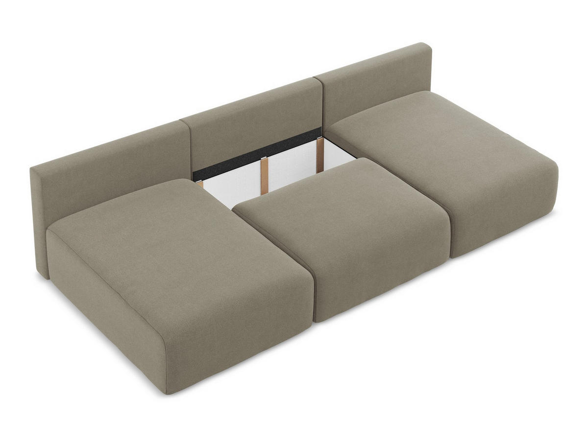 WOHNLANDSCHAFT Strukturstoff Stoff Beige - Beige/Schwarz, Kunststoff/Textil (304/79/149cm) - Makamii