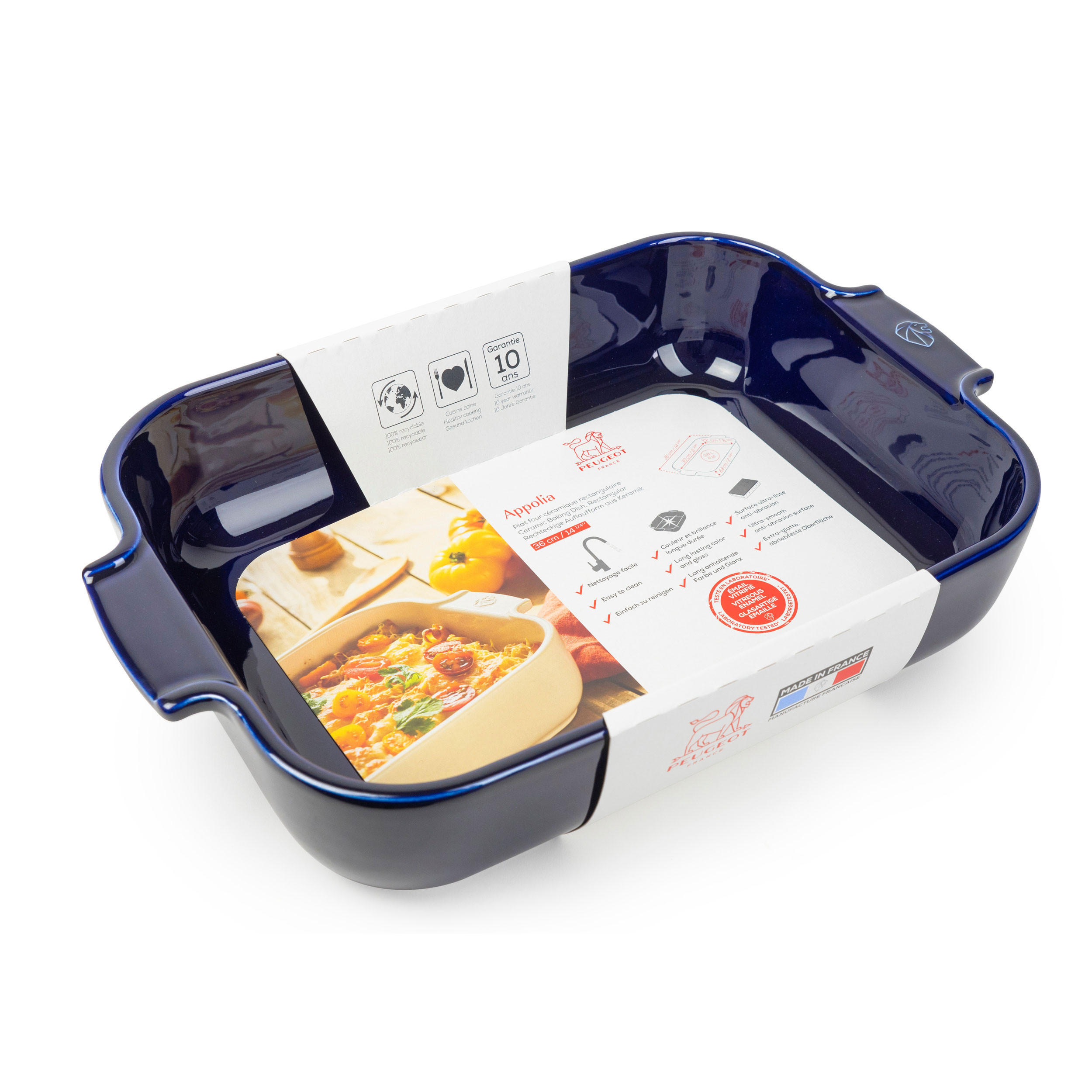 AUFLAUFFORM Keramik Appolia 36cm Rechteckig Blau Spülmaschinenfest - Blau, Keramik (23.6/36/7.5cm) - PEUGEOT