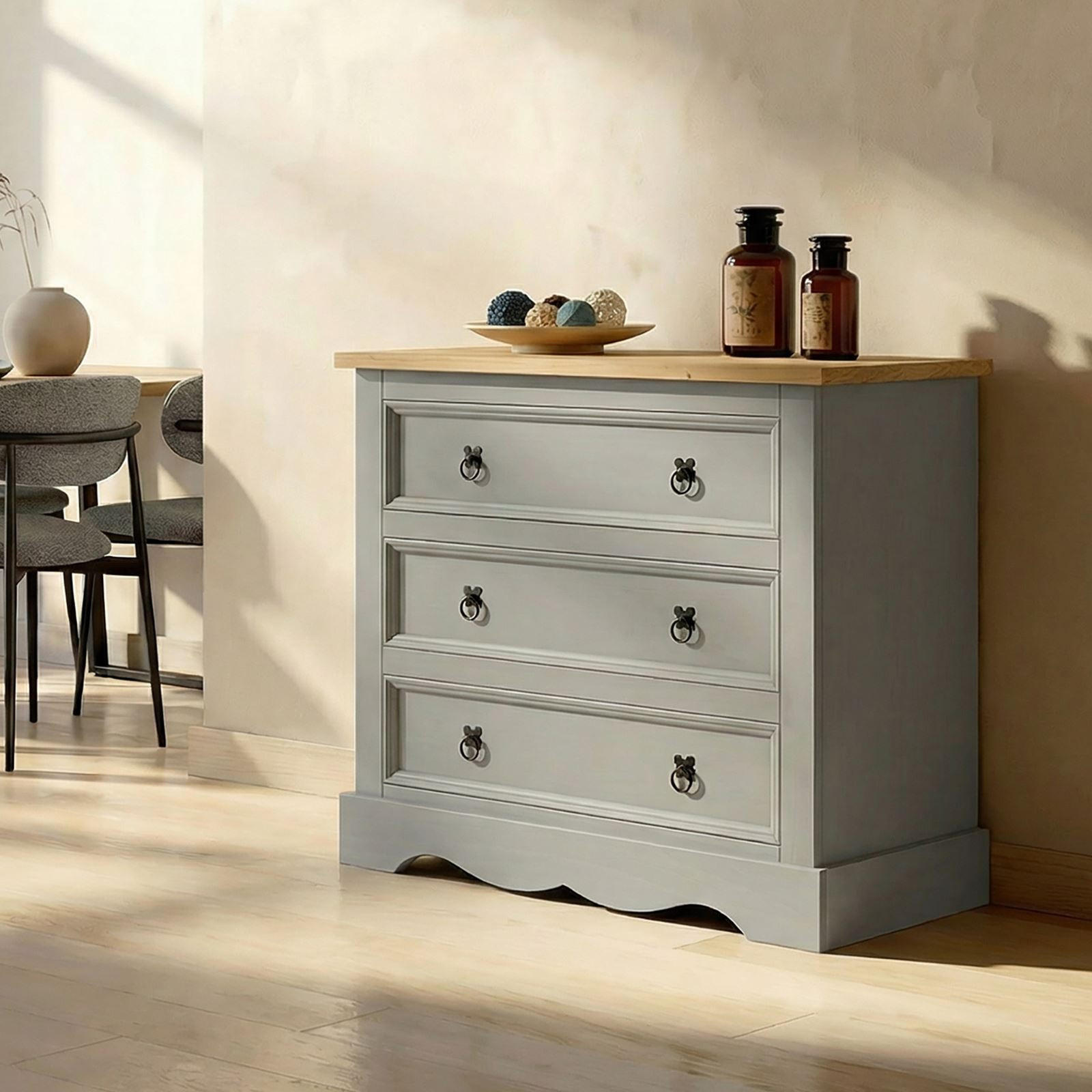 KOMMODE TEQUILA - Braun/Grau, Holz (88/86/44cm) - IDIMEX