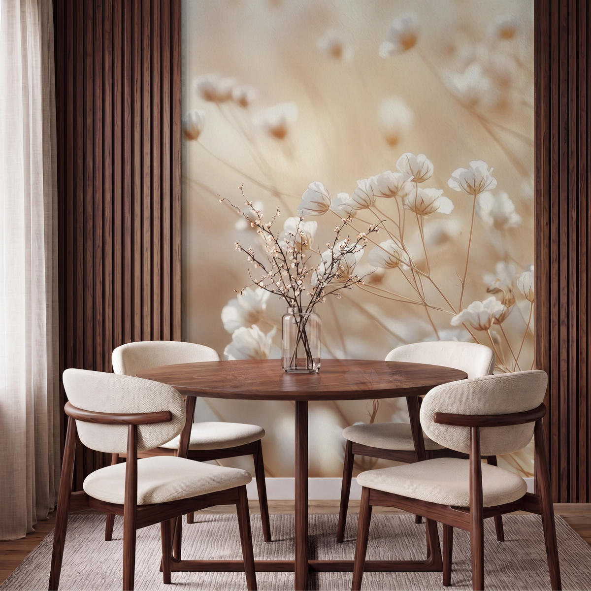 TAPETE - Wild - Blumen - Weiß - 160x220 cm - Creme, Papier (160/220cm) - OnlyWow