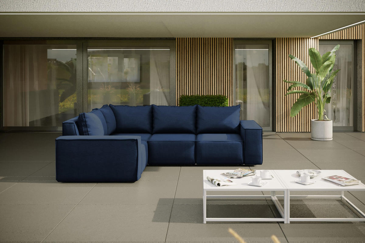 GARTENECKSOFA Für Den Garten SONNE Marineblau Rechts - Blau, Holz (181/73/246cm) - Kaiser Möbel