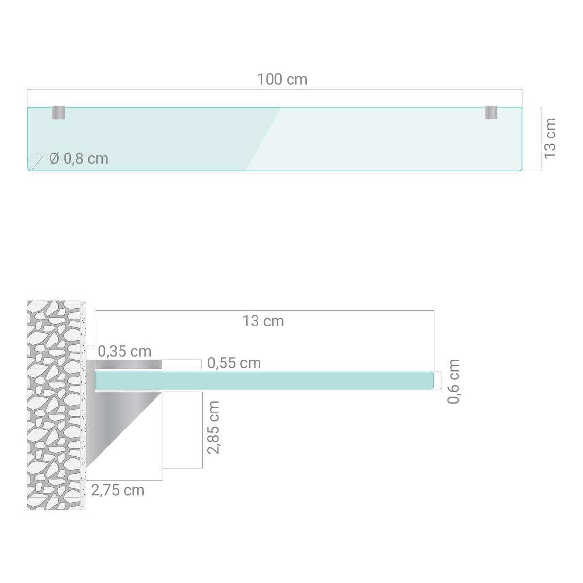 GLASREGAL Milchglas - 100x13 cm - Transparent, Glas (100/0.6/13cm) - TULUP