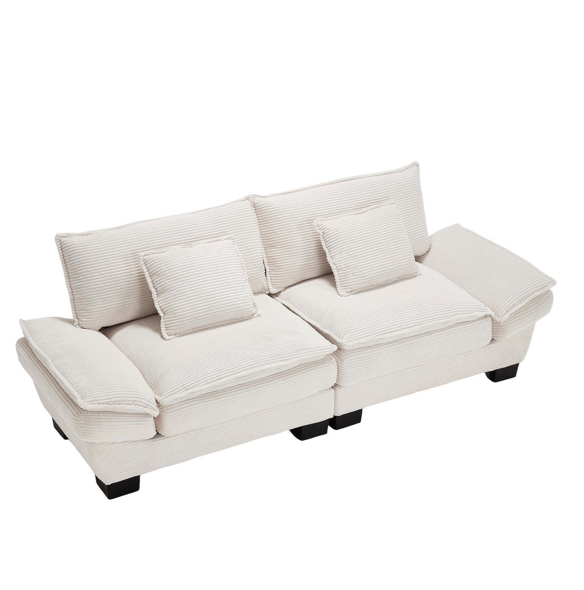SOFA 2-Sitzer mit tiefem Sitz 224 x 81 x 81 cm Samt Beige - Beige, Kunststoff (224/81/81cm) - Meubliv