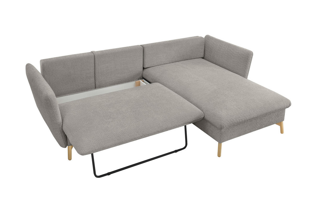ECKSOFA S11 Ambriamo Hellgrau 258/91/167 cm Recamiere rechts - Hellgrau, Textil (258/167cm) - Livojo