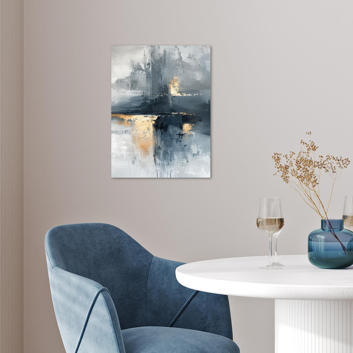 POSTER Kunst - Grau - Gold - Abstrakt 30x40 cm - Dunkelgrau, Papier (30/40/0.1cm) - MuchoWow