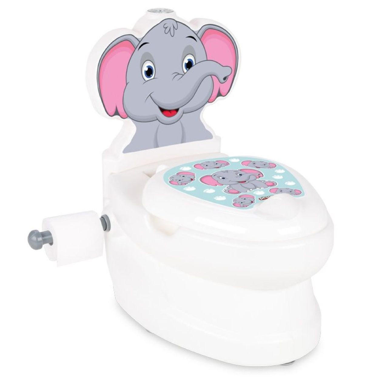 TÖPFCHEN Elefant 07566 Musik weiß Licht, Toilettenpapierhalter, Behälter, Deckel, 5-Punkt-Basis - Weiß, Kunststoff (27/41cm) - Pilsan