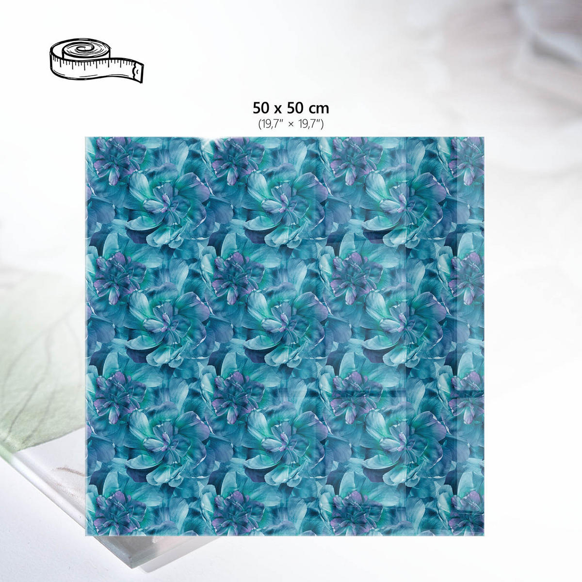 TISCHPLATTE 50x50 cm – Blumenmosaik - Schwarz, Glas (0.4/50/50cm) - Wallfluent