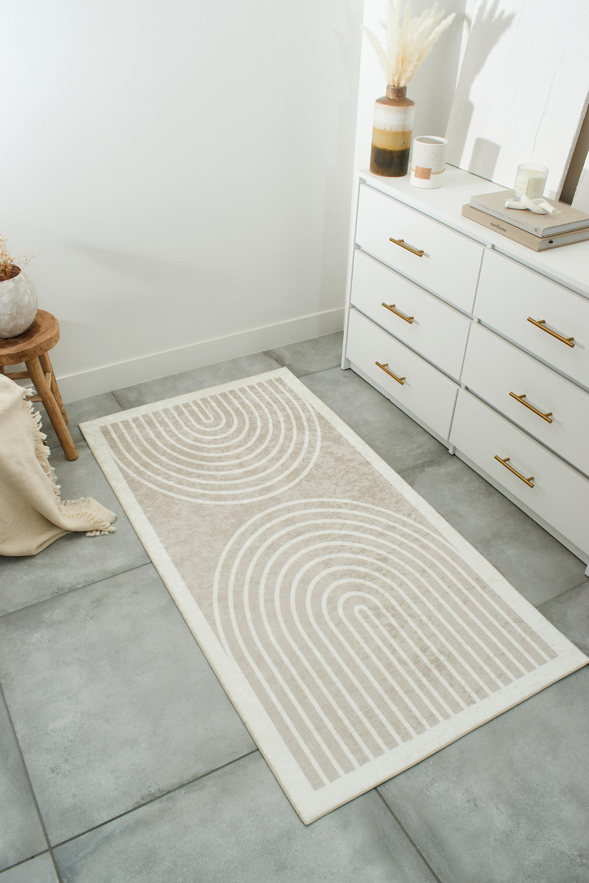 TEPPICH mit Bogenmuster in Beige Grege 80x150 cm - Beige, Textil (80/150cm) - Nazar Rugs