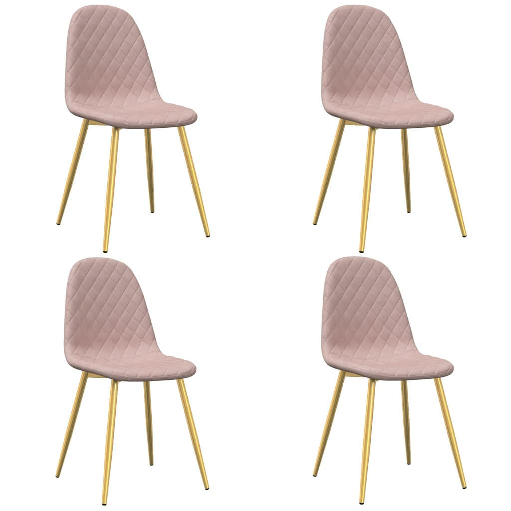 ESSZIMMERSTÜHLE 4 Stk. Rosa Samt 45*53.5*83cm - Pink, Metall (45/83/53.5cm) - ZMH