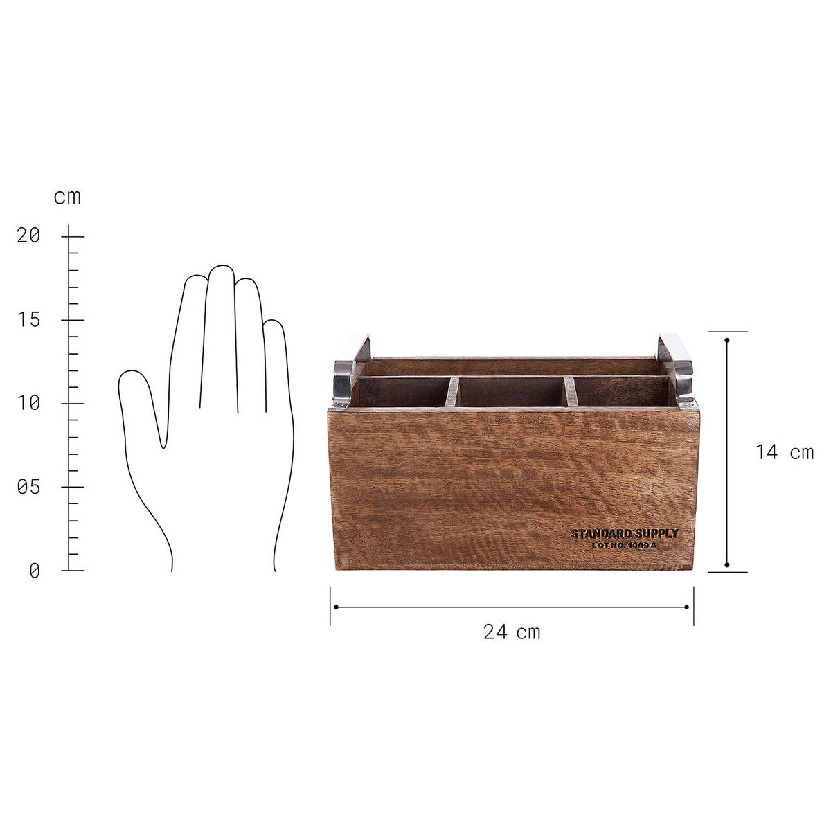 BESTECKTRÄGER Standard Supply - Braun, Holz (14/14/24cm) - Butlers