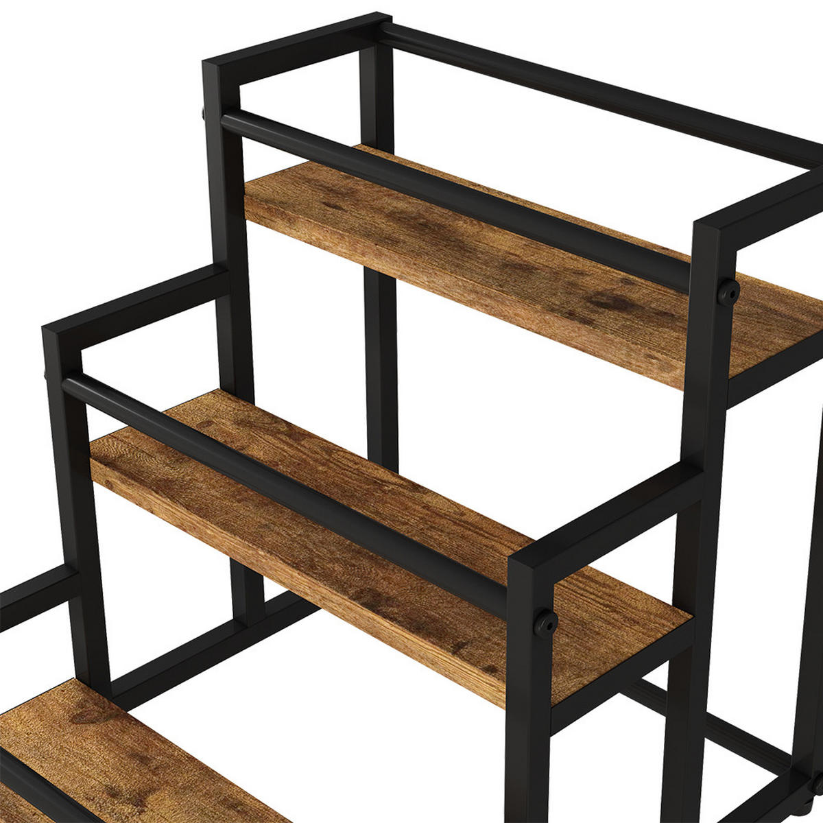 STUFENREGAL Fyrk Eiche rustikal 33 x 34 cm mit 3 Ebenen - Wildeiche/Schwarz, Holzwerkstoff (34/33/34cm) - Vicco