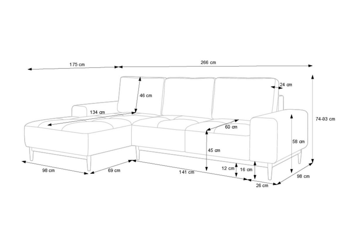 ECKSOFA VERO Gelb 266x175x93 cm - Gelb, Textil (266/175cm) - FURNLUX