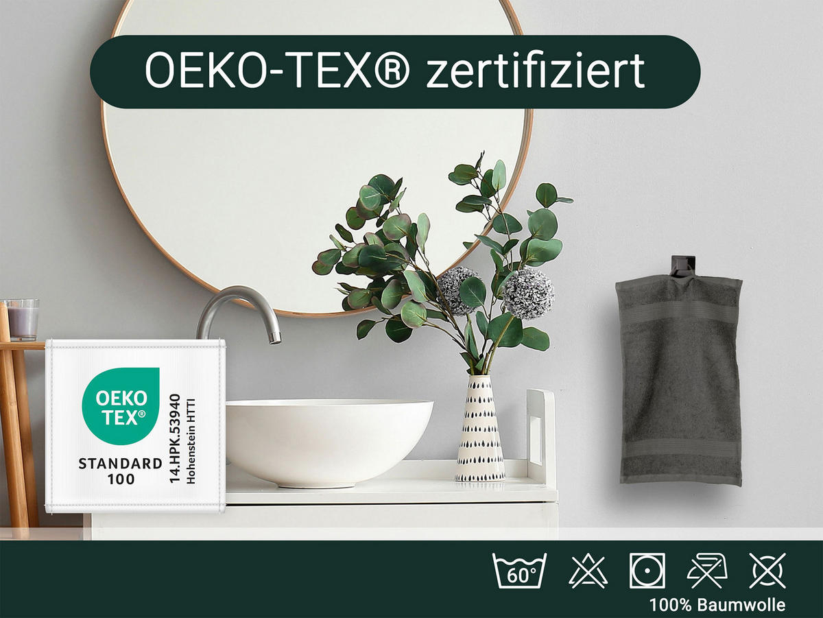 GÄSTETÜCHER, 10er-Set, 30x50 cm, 100% Baumwolle, Grau - Anthrazit, Textil (30/50cm) - Zollner