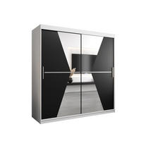 SCHWEBETÜRENSCHRANK 200/200/62 2-türig - Silberfarben/Schwarz, Holz/Kunststoff (200/200/62cm) - Abiks Möbel