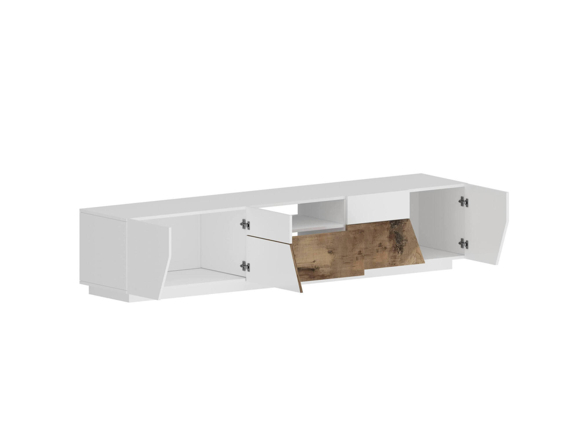 FERNSEHSCHRANK Glänzendes Weiß, Ahorn 43/220/46 cm - Ahornfarben/Weiß, Holzwerkstoff (220/46/43cm) - DMORA