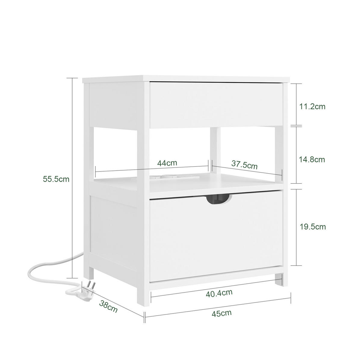 NATTBORD Vit 55x45x38cm - Lönnfärgad, Päls (45/55/38cm) - SoBuy