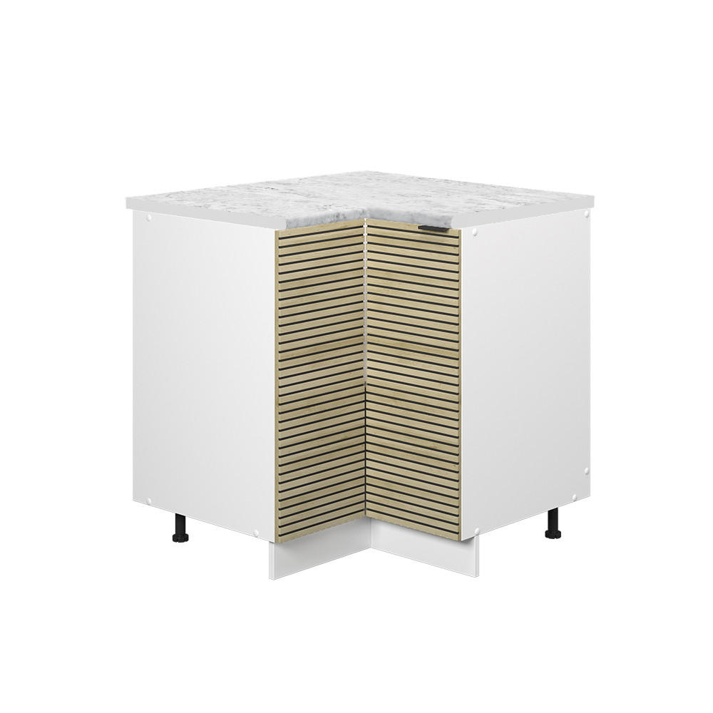HÖRNUNDERSKÅP Fame-Line Ekpanel 80.5 cm , AP Marble Ekfärgad, Vit 82/80.5/60 cm