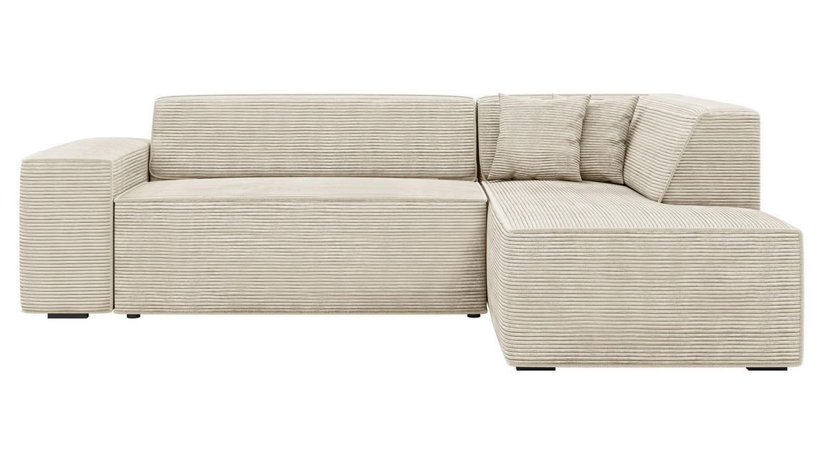ECKSOFA Lordin Cord, Seite: Rechts - Schwarz/Naturfarben, Holz/Textil (267/205cm) - MIRJAN24