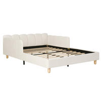 KINDERBETT 140/190 cm DE-03073, mit Sicherheitsgitter und Samtbezug, in Beige - Beige, Metall (140/190cm) - ComfortXL