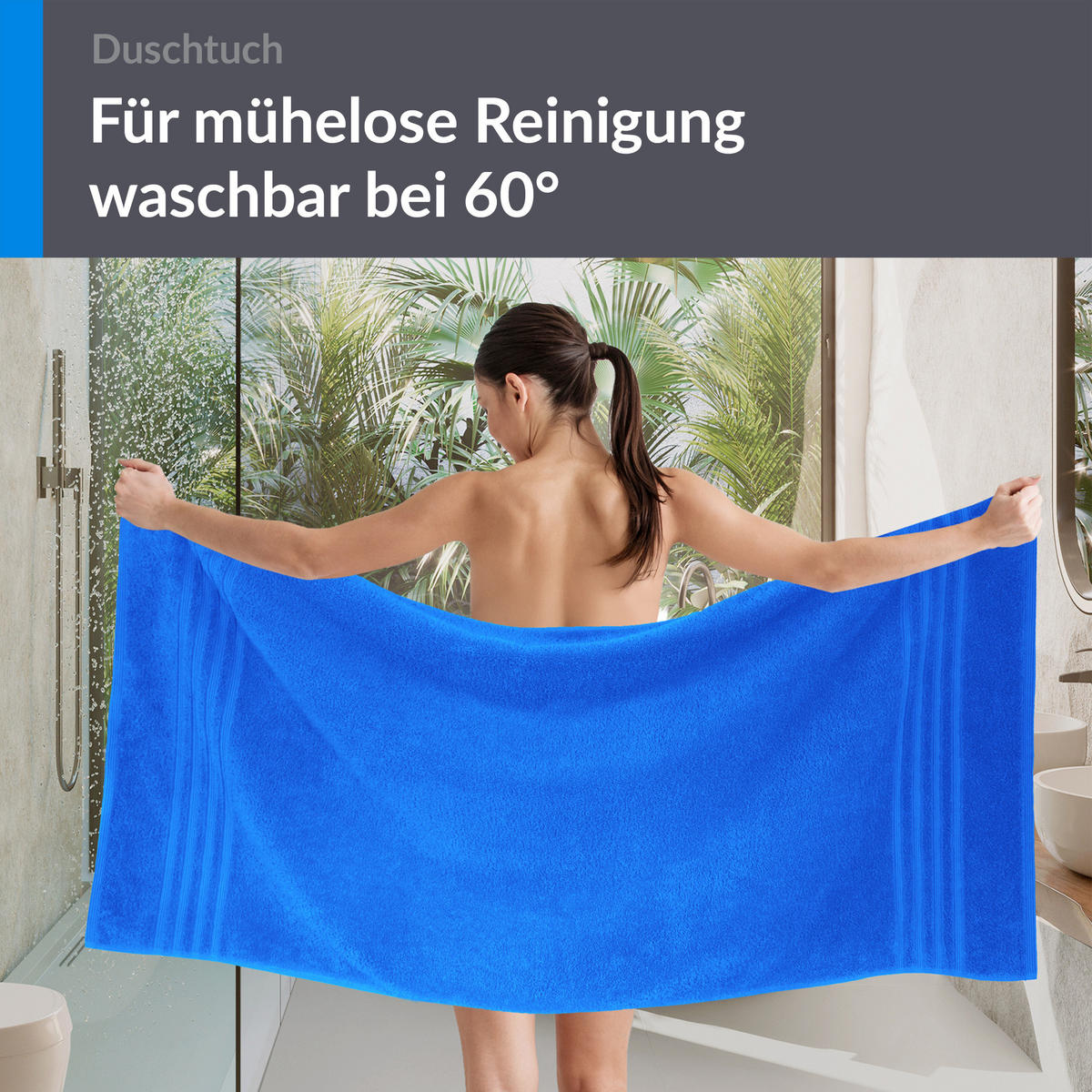 DUSCHTUCH London Karibik Blau 2er Set 70x140 - Hellblau, Textil (70/140cm) - Lashuma