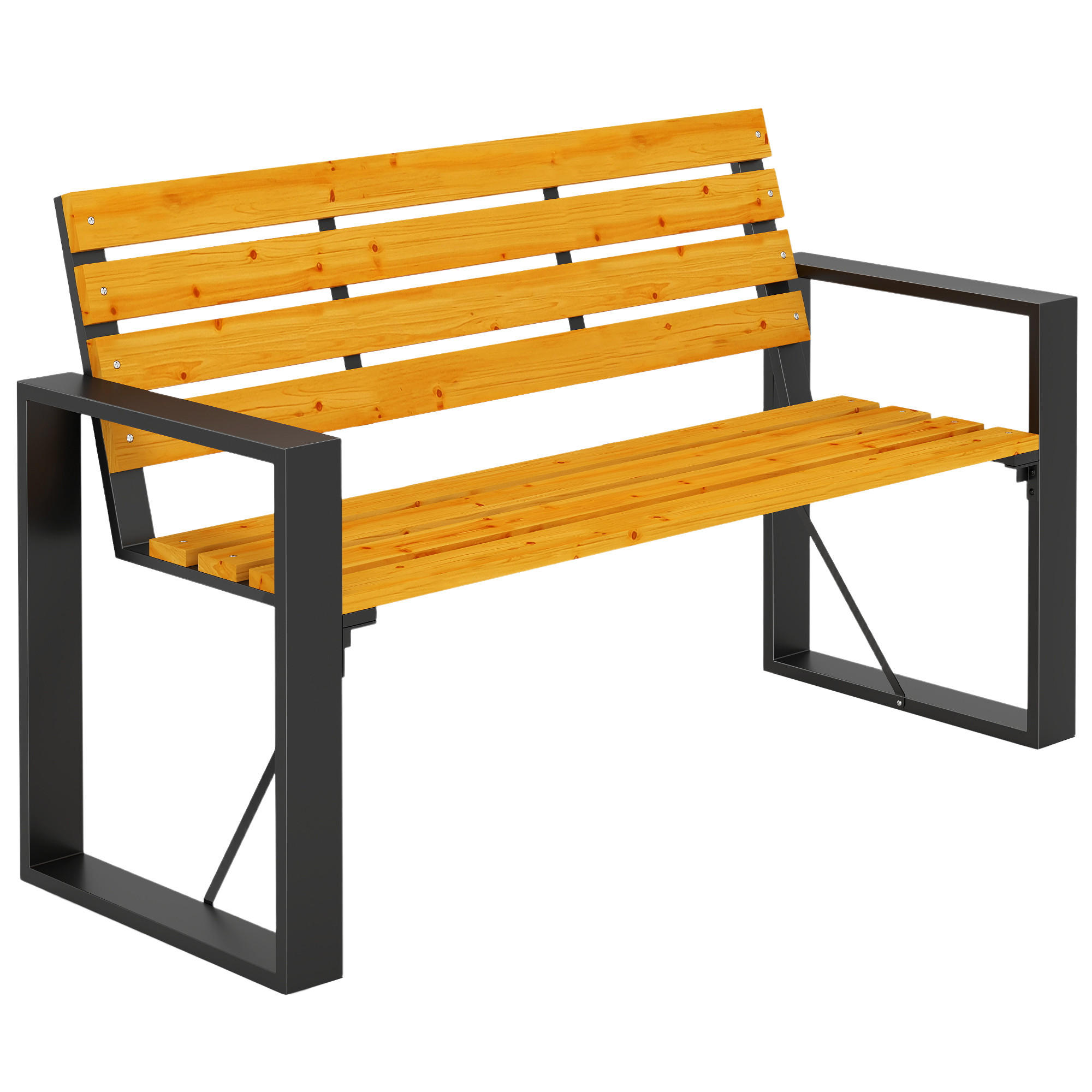 GARTENBANK,2-SITZER Holz Stahlrahmen Lattenrost,natur - Beige, Metall (136/82/54cm) - Vallsero