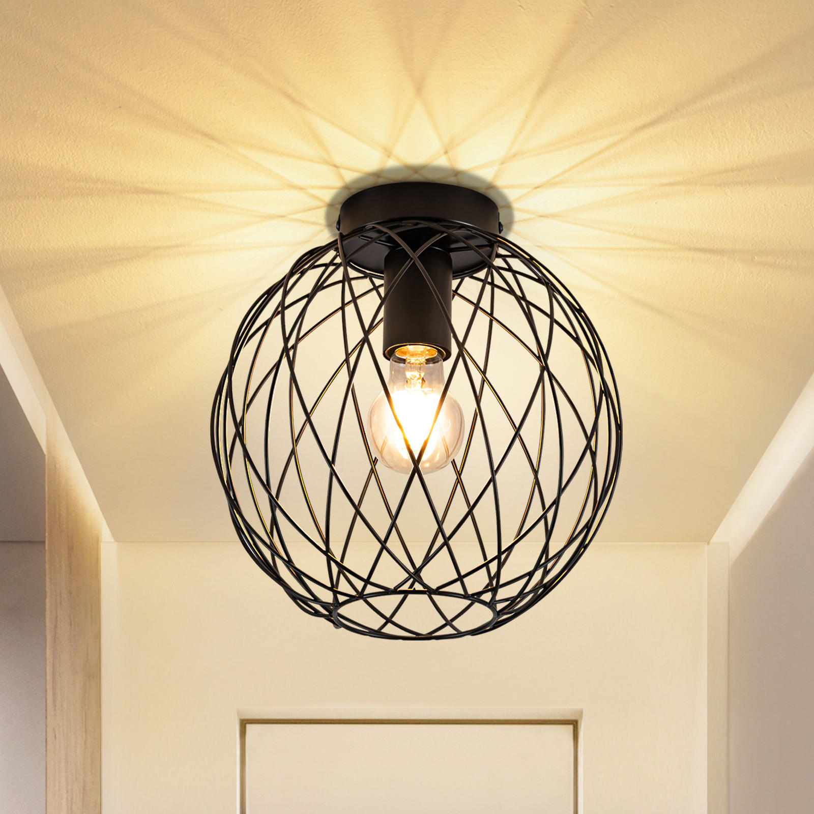 DECKENLEUCHTE Mancera 25/25/26.5 cm - Schwarz, Metall (25/25/26.5cm) - Nettlife