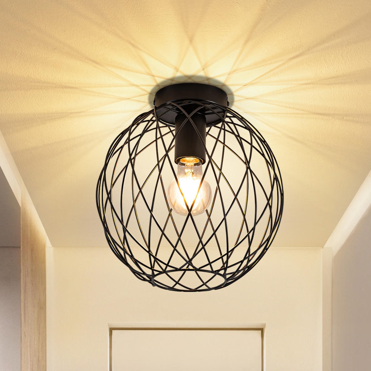 DECKENLEUCHTE Mancera 25/25/26.5 cm - Schwarz, Metall (25/25/26.5cm) - Nettlife