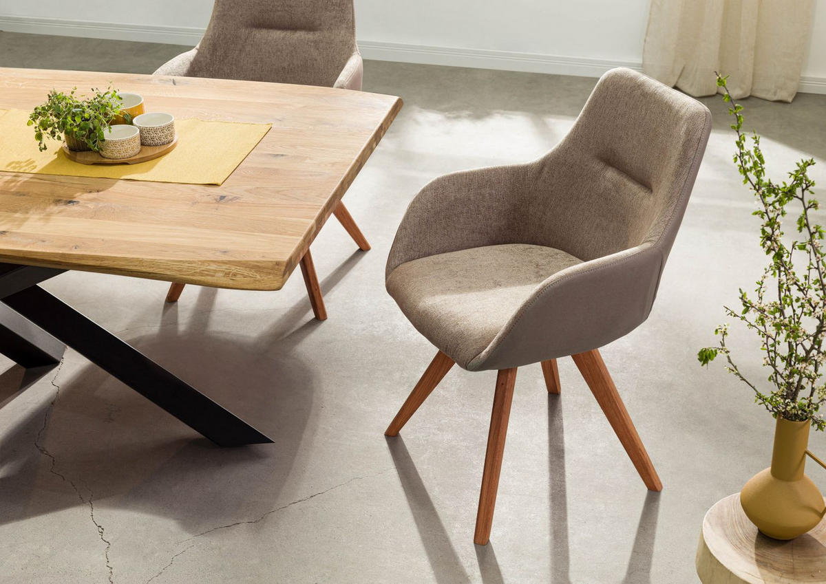 STUHL 100% Polyester 56 x 60 x 87 cm taupe TACOMA #12 - Taupe, Kunststoff (56/87/60cm) - Massivmoebel24