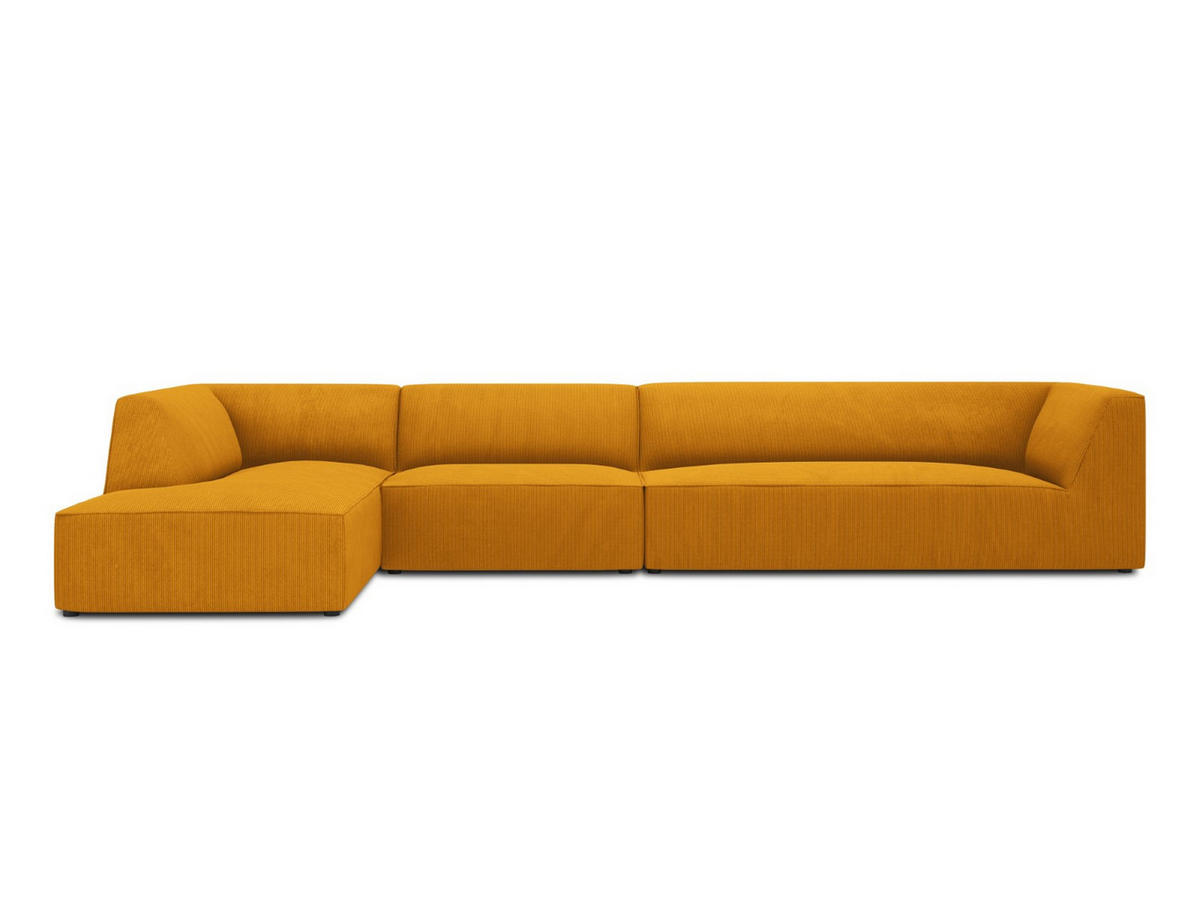 ECKSOFA links Ruby aus Cord gelb 5 Sitzplätze - Gelb, Textil (180/366cm) - Micadoni