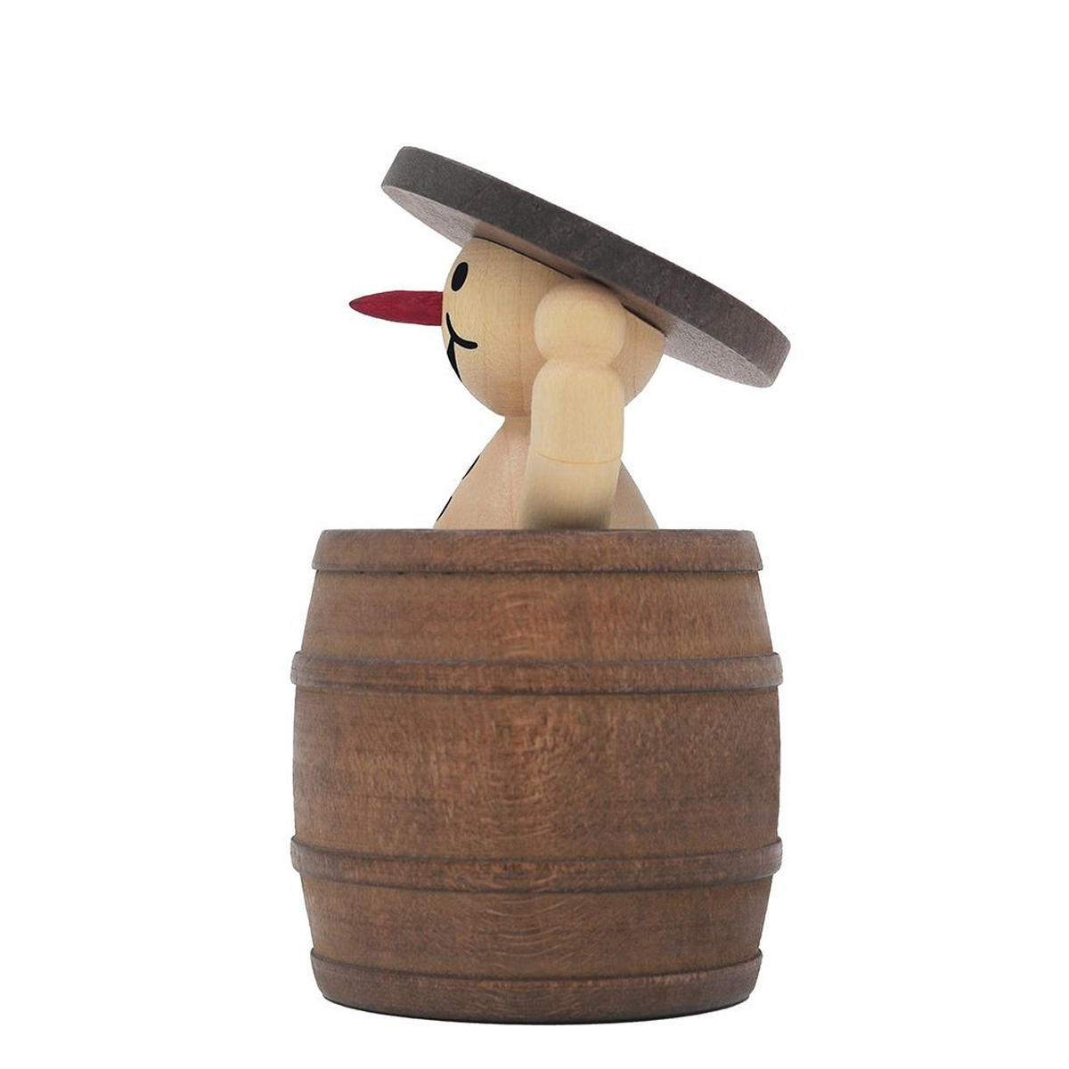 HOLZFIGUR Schneemann Junior im Fass stehend mit Deckel 8 cm - Multicolor, Holz (5/1/0.1cm)