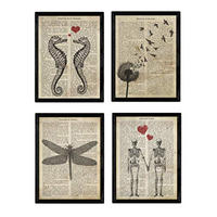 POSTER Set mit 4 Jahrgang Enzyklopädie A4 Rahmenlos - Klar, Papier (29.7/3cm) - Nacnic