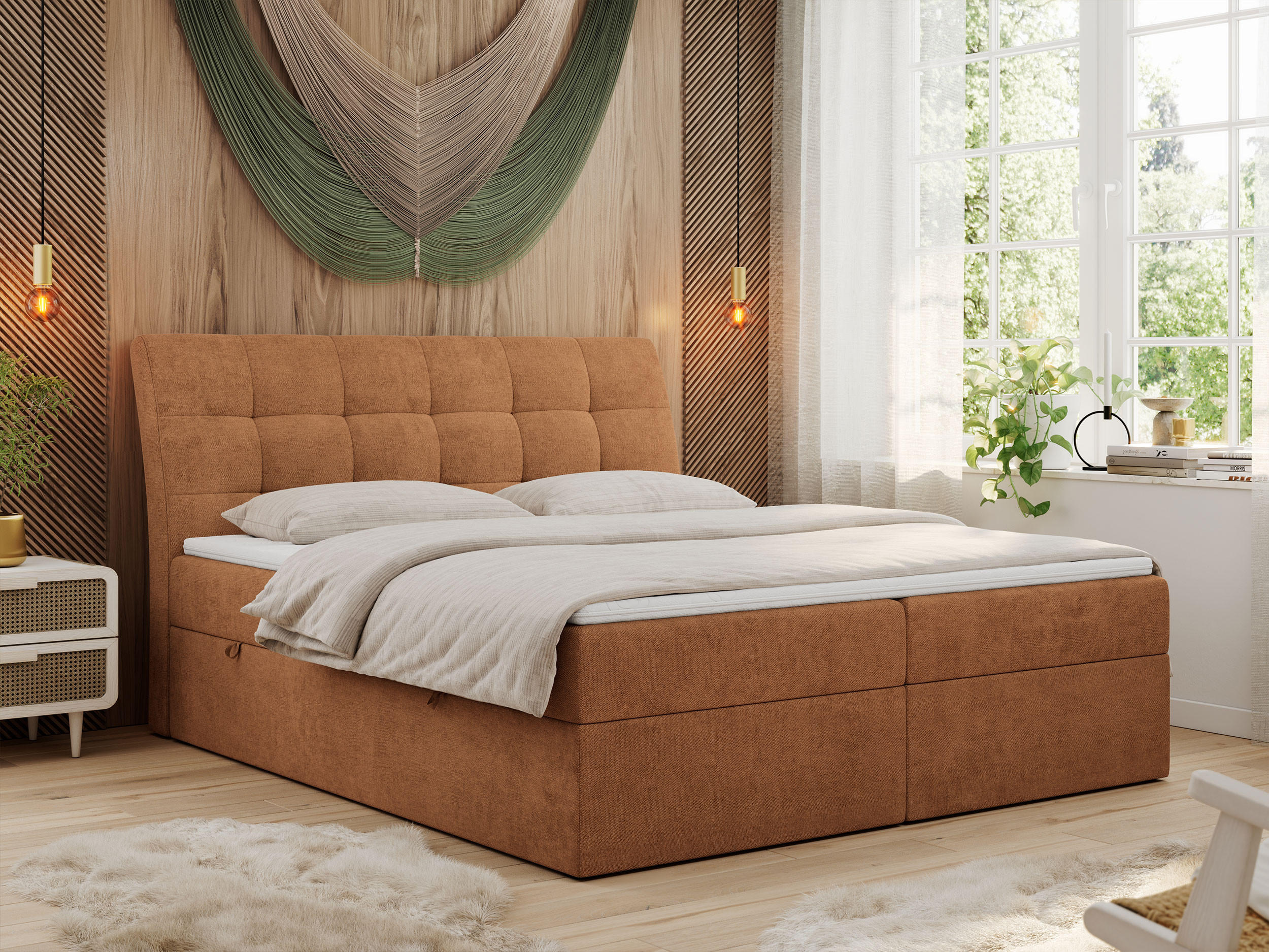 BOXBETT DIEGOS 120/200 Orange Struktur - H3 - Orange, Holz/Textil (120/200cm) - MKS