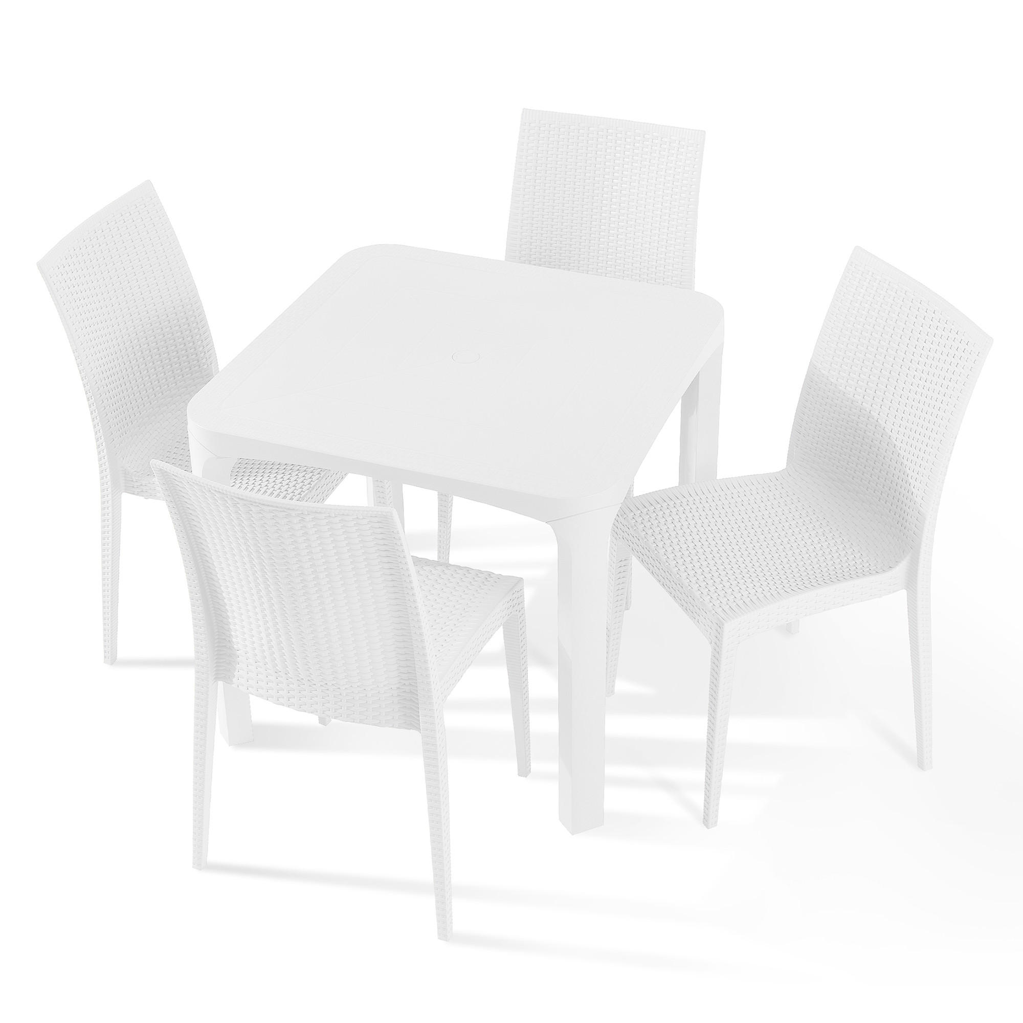 GARTENMÖBEL-SET LEOPSI, ETULI 5-tlg, Weiß - Weiß, Kunststoff - KONSIMO®