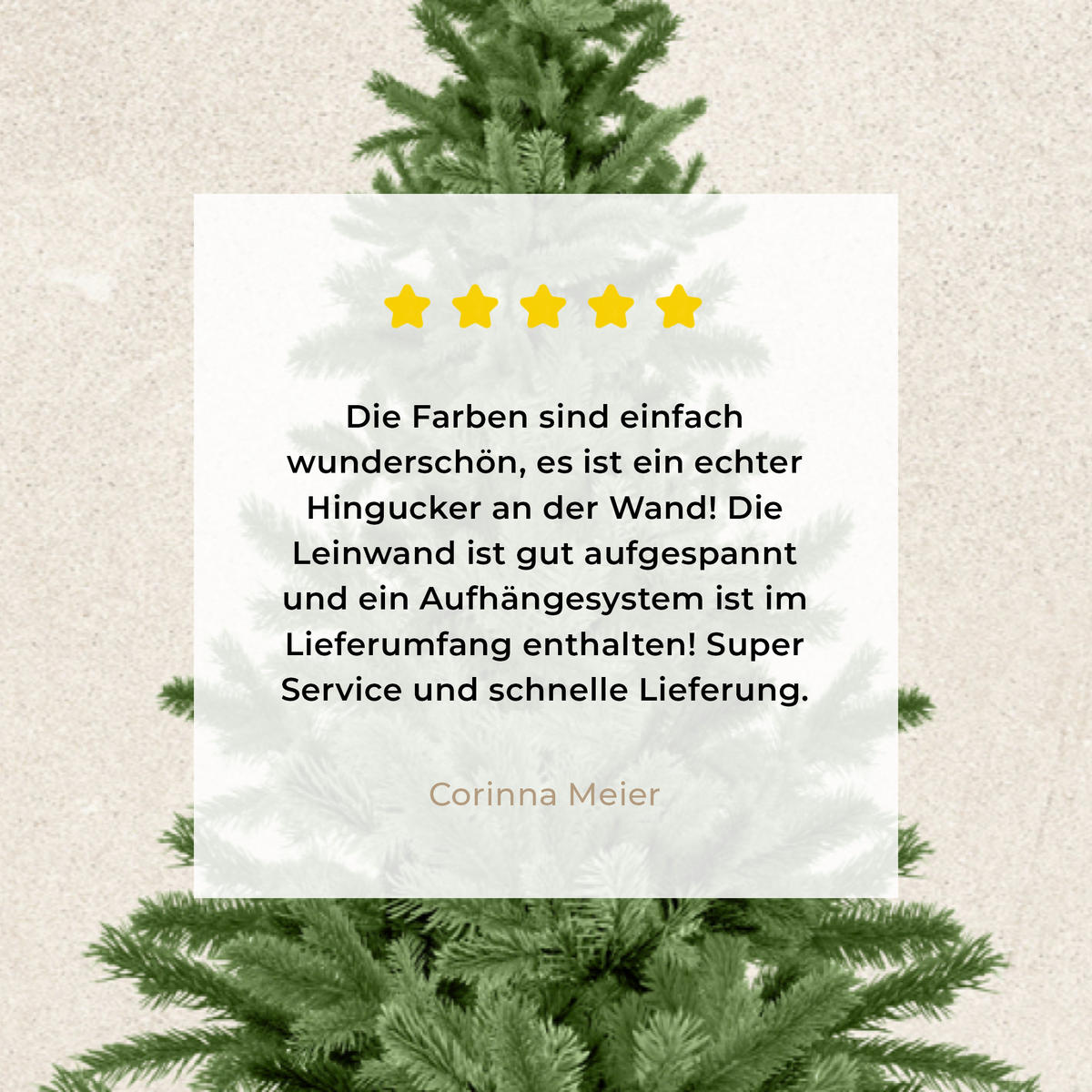 LEINWANDBILD Weihnachtsbaum - Grün - Weihnachten - Feiertage Groß 140x90 cm - Olivgrün, Textil (140/90cm) - MuchoWow