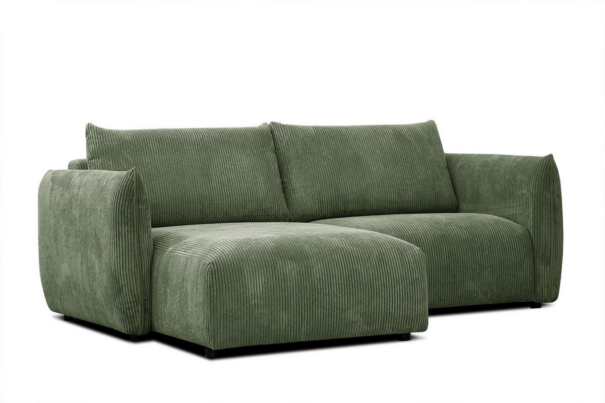 ECKSOFA TAUER 3-Sitzer, olivgrün - Schwarz/Olivgrün, Holzwerkstoff/Kunststoff (173/206cm) - Courtois Laville