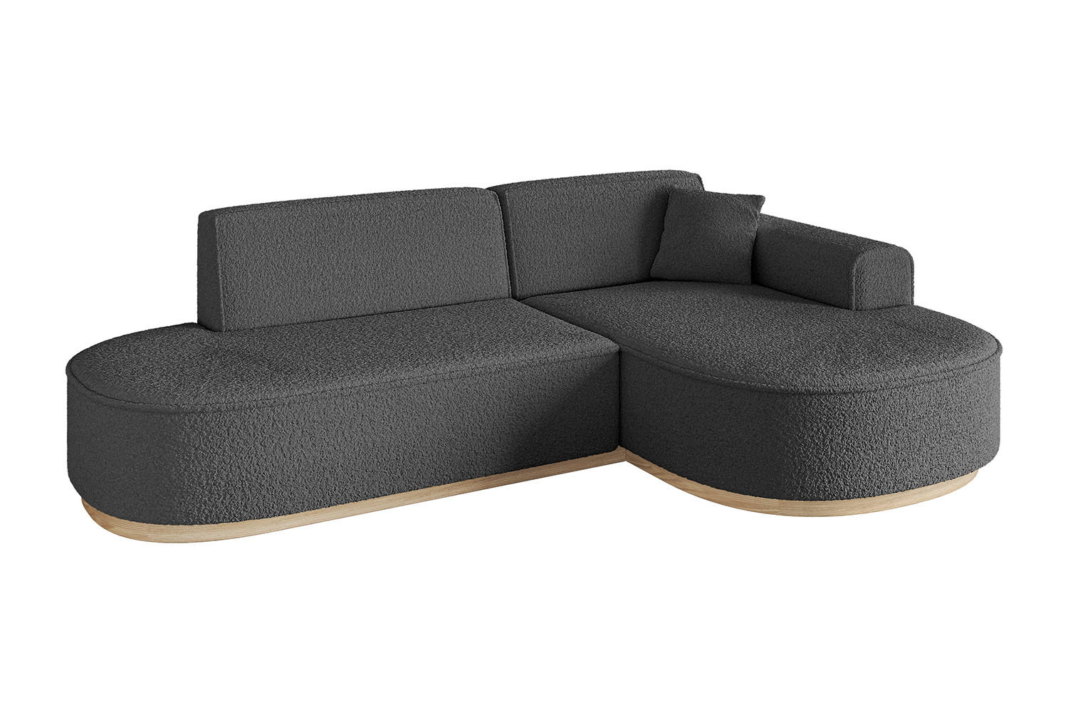 ECKSOFA Ottomane Rechts MARI-L1-v1 - 243x171x83 cm Grau Bouclé - Grau, Holzwerkstoff/Textil (171/243cm) - ALTDECOR