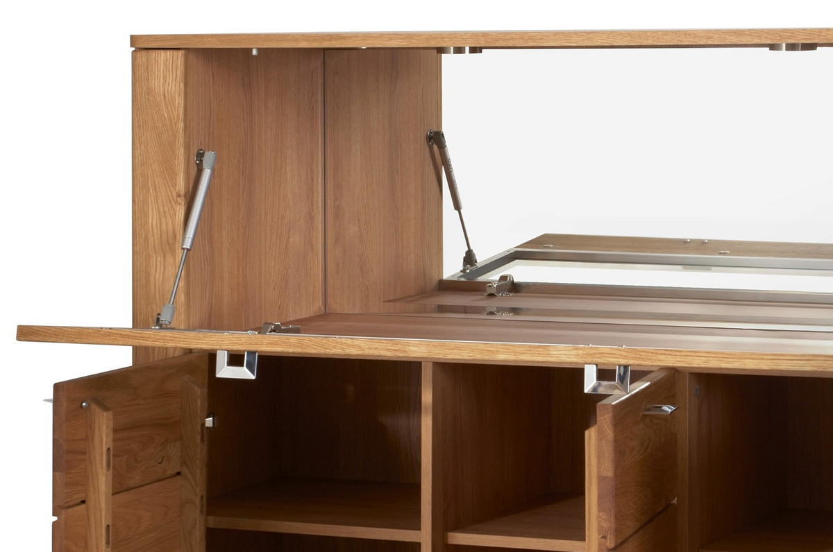 VITRINE Latina Honig Eiche 126 / 42 / 134cm - Honigeiche/Braun, Holz/Metall (126/134/42cm) - Feldmann-Wohnen