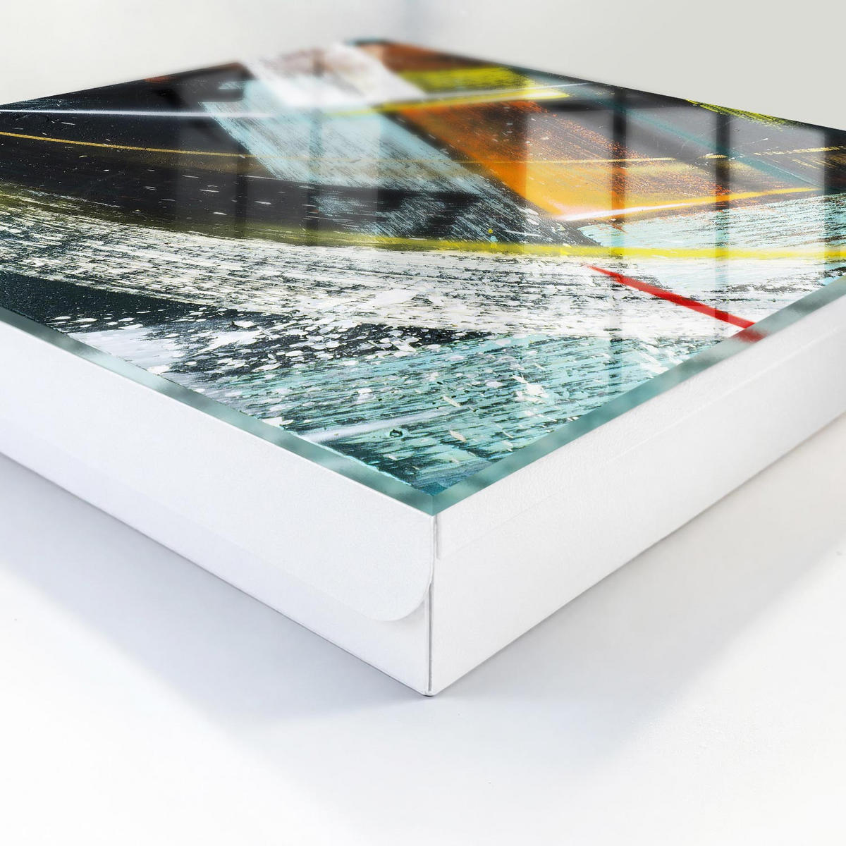 SCHLÜSSELBOX Weiß 30x30 cm – Türöffnung nach rechts - Farbenfroher Wirbel - Schwarz, Metall (30/30/5cm) - TULUP