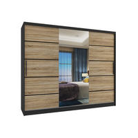 BELINI Verona MBP Posuvné skrine 232 cm, čierna/dub Sonoma, matný povrch - Skriňa na oblečenie so zrkadlom a 4 zásuvkami, pre spálňu - dub sonoma, drevo (232/216/60cm) - B BELINI GROUP