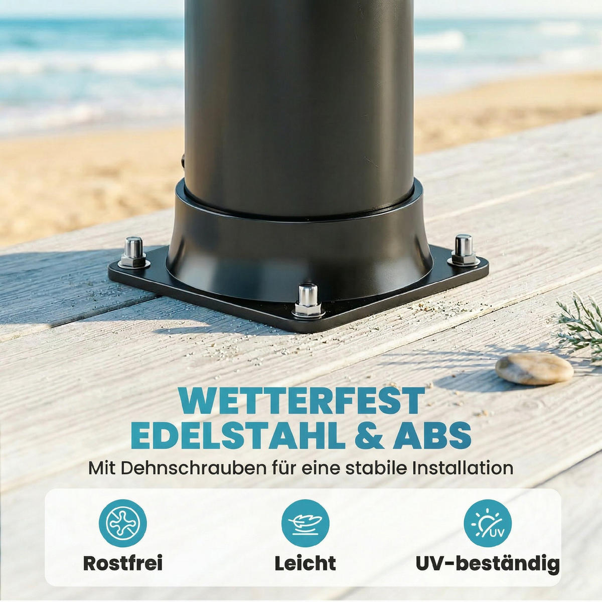 SOLARDUSCHE ABS Edelstahl Schwarz - Schwarz, Kunststoff (19.5/218.5/19.5cm) - Outsunny