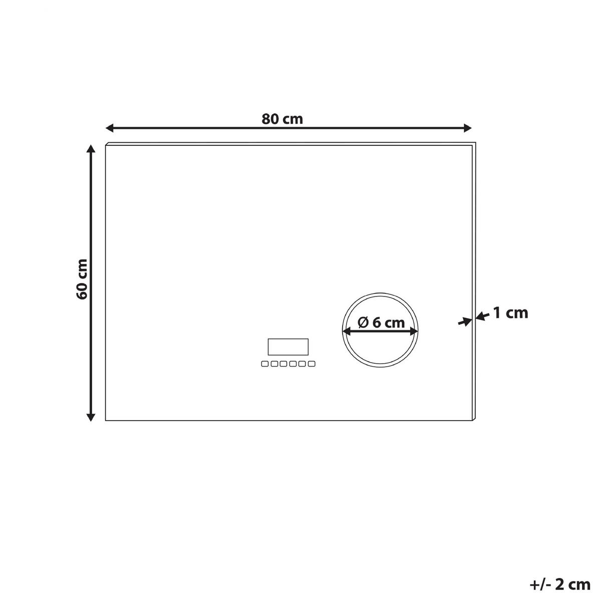 OGLINDĂ DE BAIE CU LED 80/60 cm argintie Montaron - argintiu, sticlă (80/60/4cm) - Beliani