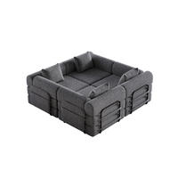 SITZGARNITUR mit Armlehnen-Ablagefach 2-in-1 Grau Chenille 190/90/45 cm - Grau, Textil (181.6/49.5/94cm) - OKWISH