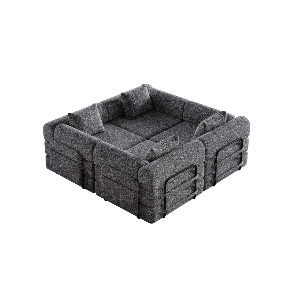 SCHLAFSOFA, Chenille 2-in-1 mit Armlehnen-Staufach & Stahlrahmen, 91,4/183,8/69,8 cm, Grau - Grau, Textil (91.4/69.8/183.8cm) - Redom