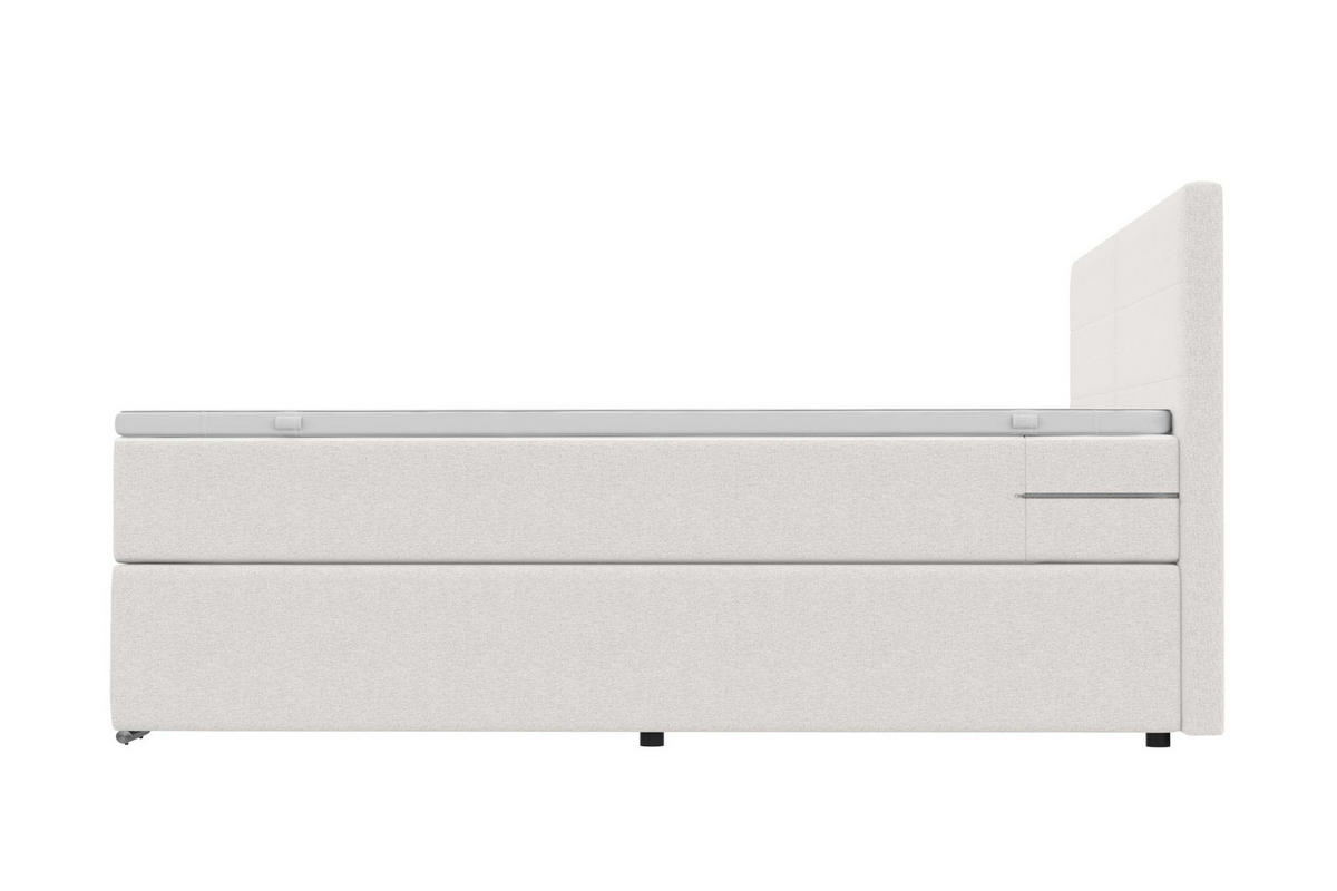 FAMILIENBETT BOXSPRINGBETT Webstoff Weiß 220/200 cm - Chromfarben/Weiß, Kunststoff/Textil (220/200cm) - 99rooms