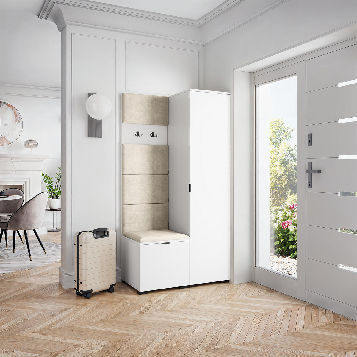 GARDEROBENSCHRANK LORI 95/181/51 cm Modern Weiß - Weiß, Holzwerkstoff (95/181/51cm) - MASSENO