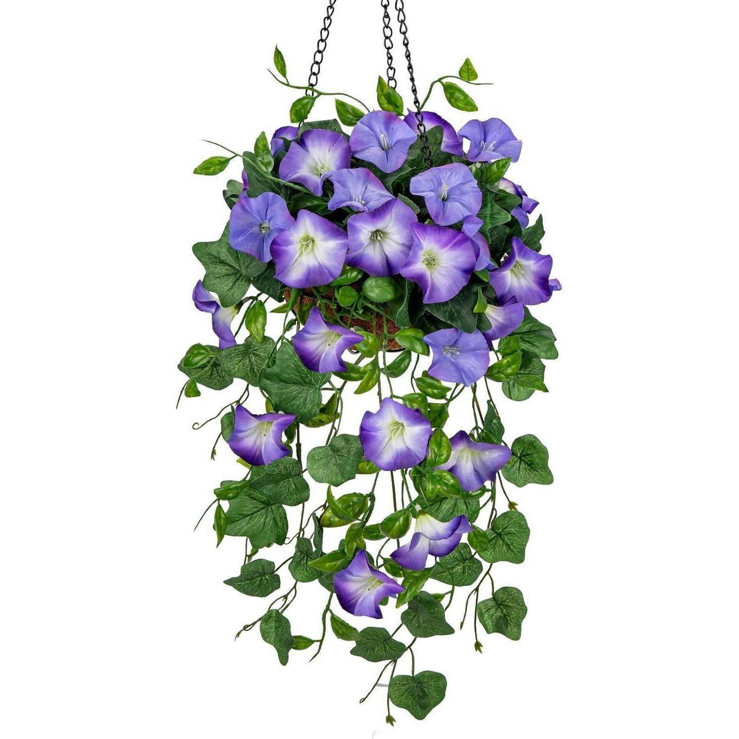 KUNSTBLUME Hängende Morning Glory 70 cm Blau - Multicolor, Textil (22cm)