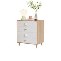 KOMMODE, 4 Schubladen, mit lackierten Fronten und Holzoptik, 80x54x90 cm, NaturalxWeiß - Naturfarben, Holzwerkstoff (54/90/80cm) - Modfu