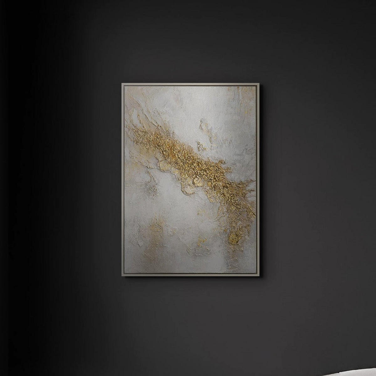 GEMÄLDE Lichtspalte Schattenfugenrahmen Beige 70x50 cm - Beige, Holz (70/50cm) - YS-art gallery