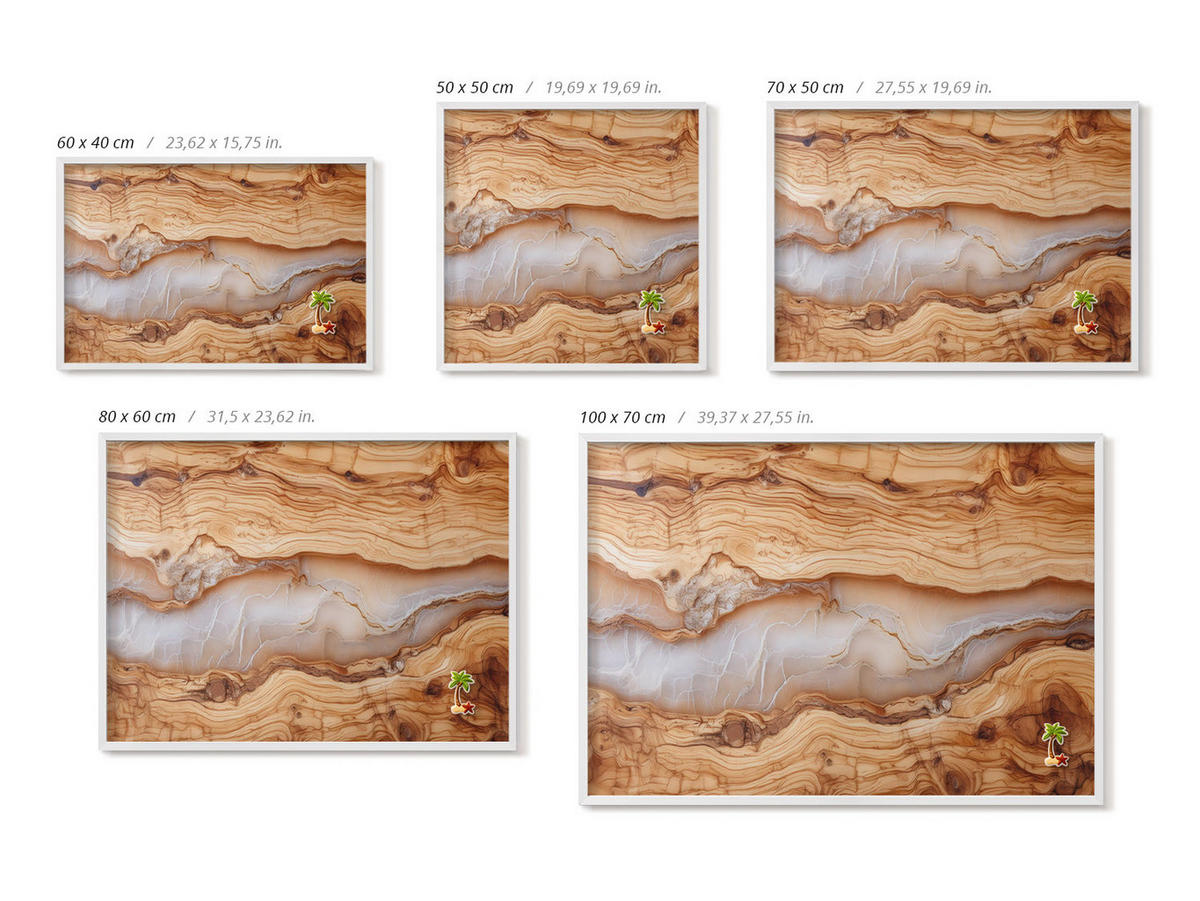 MAGNETTAFEL 60x40 cm Weißer Rahmen Holzstruktur Mit Harz - Nussbaumfarben, Metall (60/50/0.4cm) - TULUP