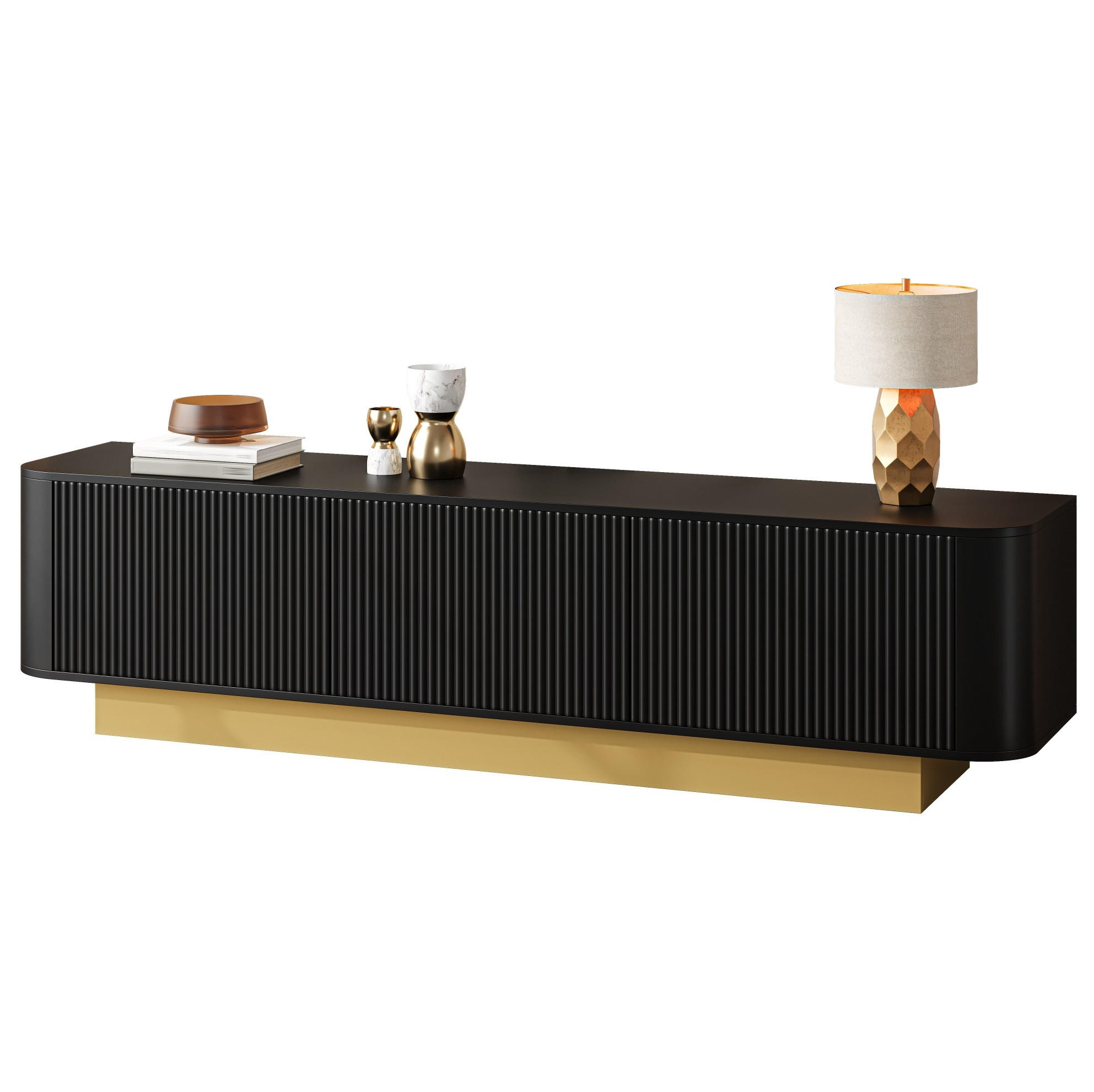 TV-LOWBOARD 170/40,5/47 cm Schwarz aus MDF und Holzwerkstoff mit Kabelmanagement - Schwarz, Holzwerkstoff (170/47/40.5cm) - OKWISH